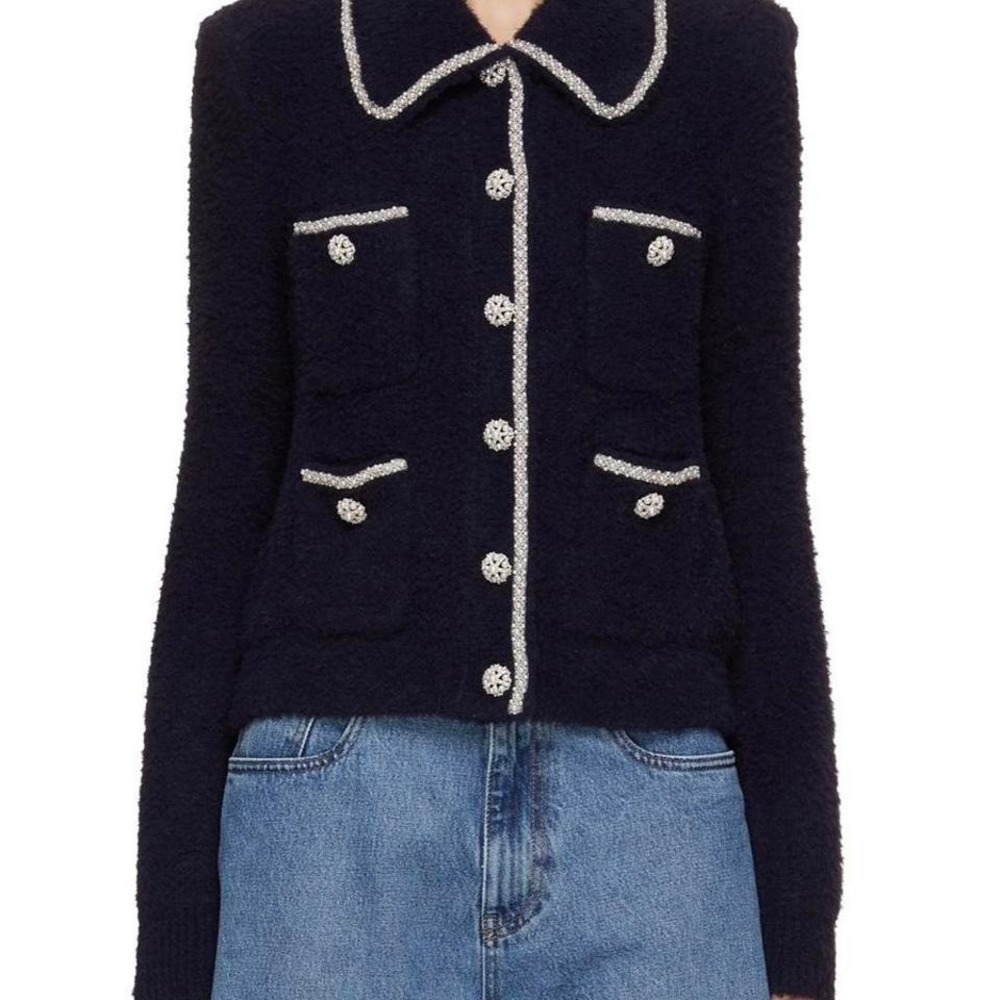 Self Portrait Embellished Brush-Knit Cardigan Size M‎ 0061